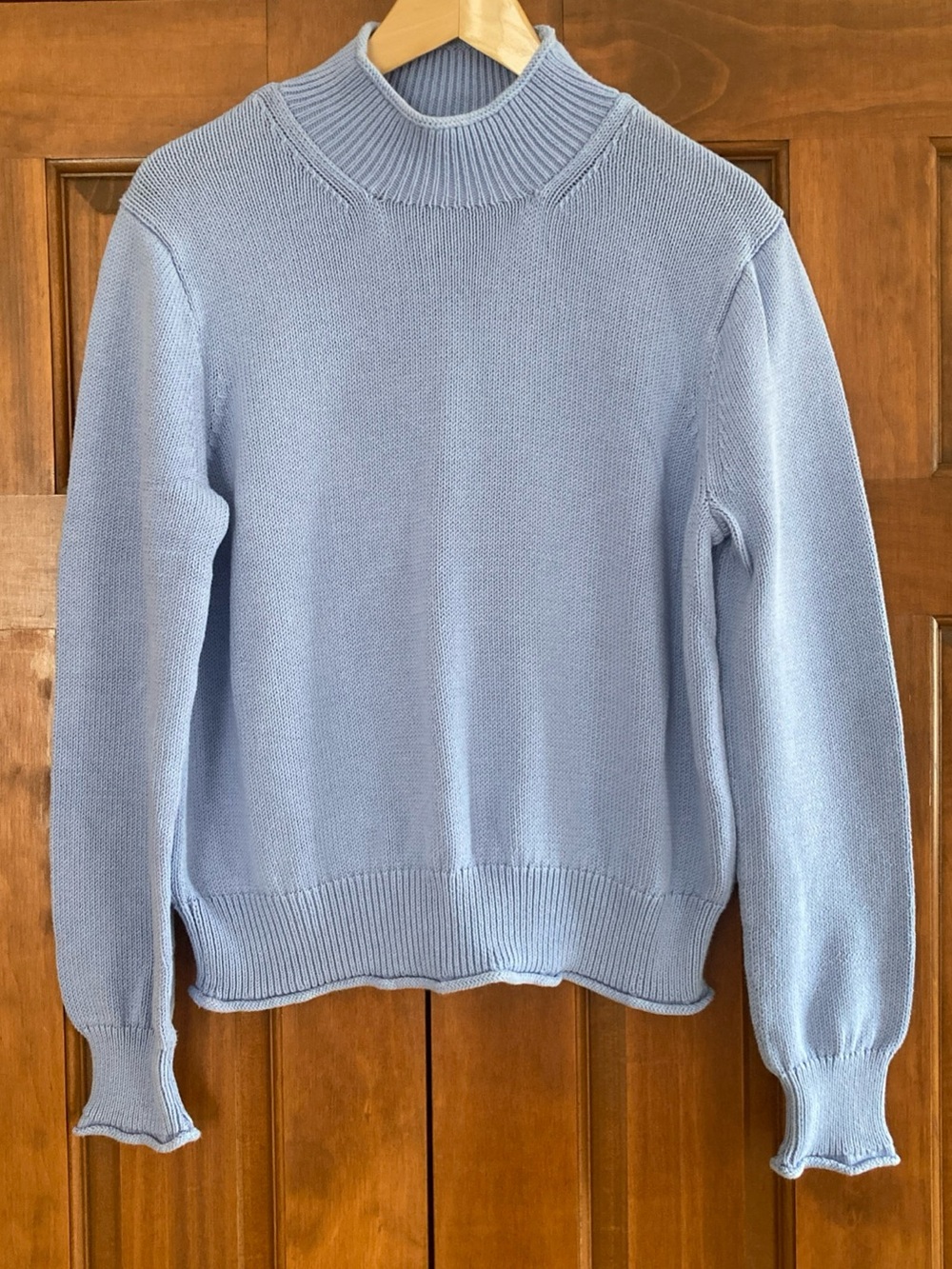J. Crew Blue Roll Neck 100% cotton Sweater women’s large NEW